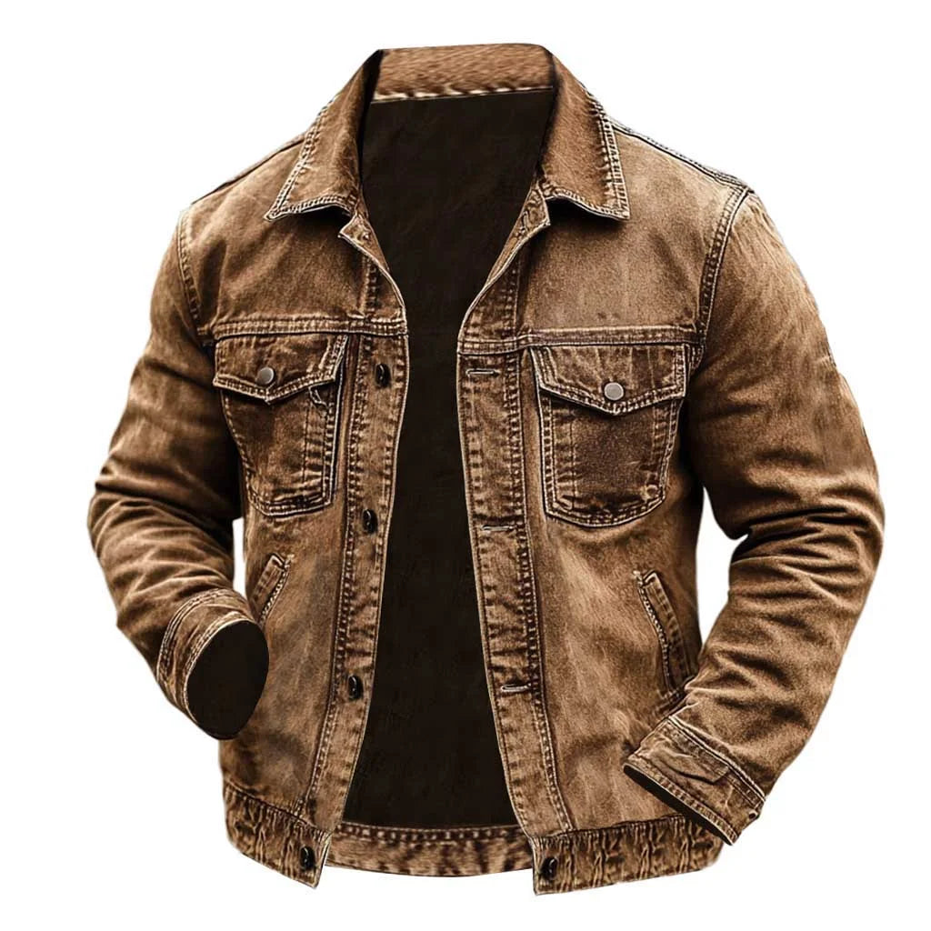 Distressed Denim Jacket for Men - Perfect for Casual and Outdoor Adventures