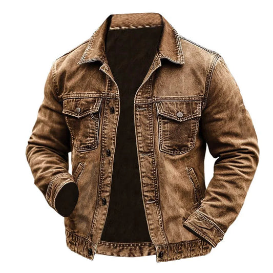 Distressed Denim Jacket for Men - Perfect for Casual and Outdoor Adventures